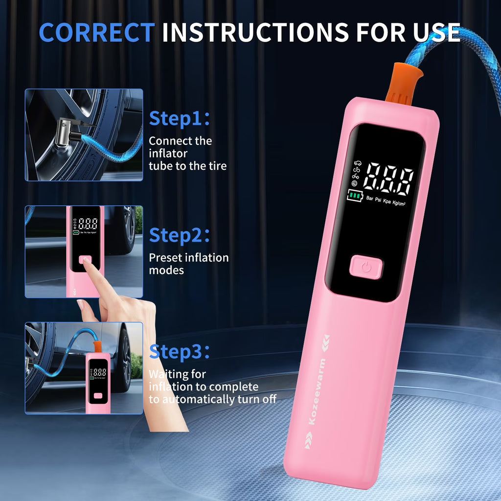 Tire Inflator Portable Air Compressor,Cordless Bike Pump, Air Pump for Auto, Motorcycle, Bicycle, Balls