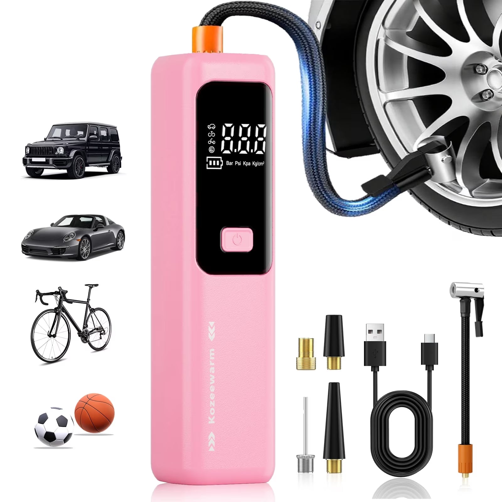 Tire Inflator Portable Air Compressor,Cordless Bike Pump, Air Pump for Auto, Motorcycle, Bicycle, Balls